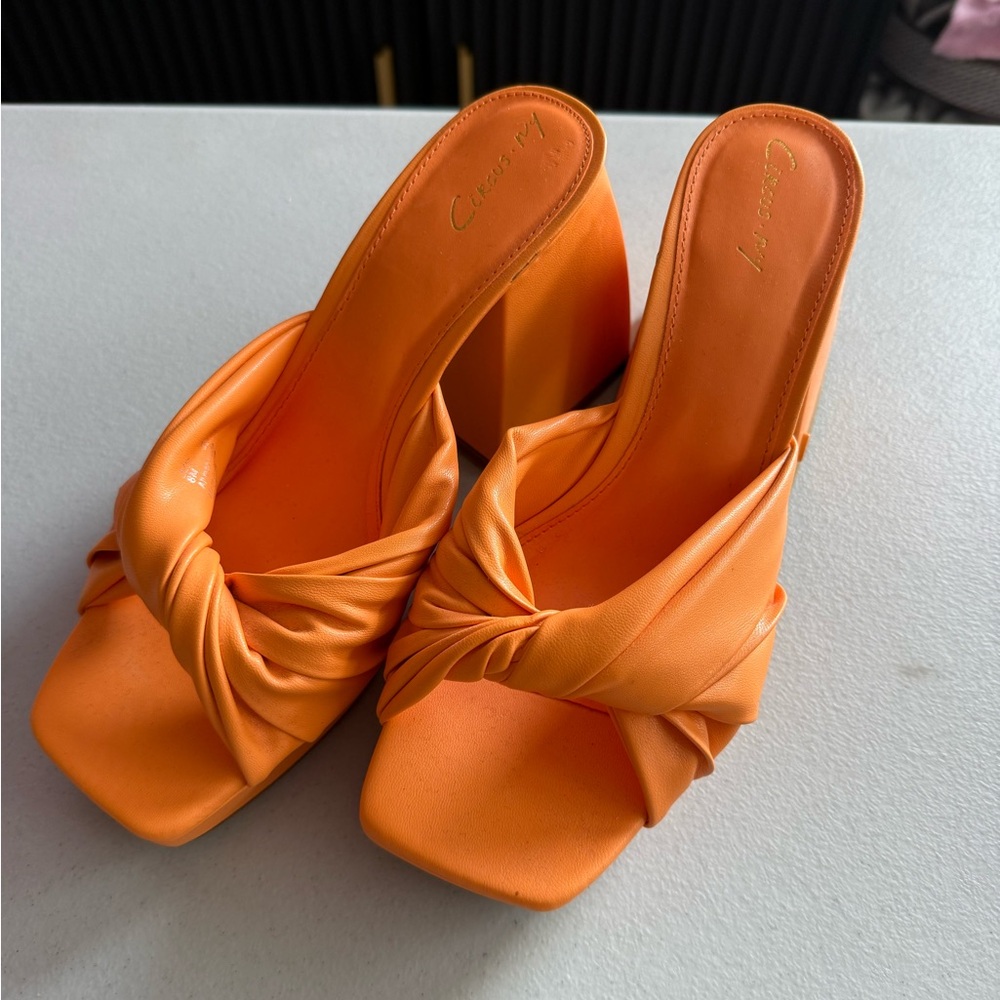 Orange Knotted Heeled Sandals Circus by Sam Edelman